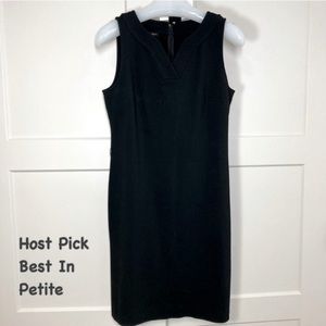 Talbots Petites LBD Little Black Dress Belted Full Zip Sleeveless V Neck NWOT